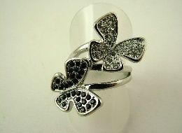 Ring - Black &amp; Silver Butterfly