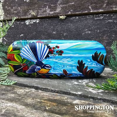 Leather NZ Print Glasses Case - Ocean Fantail - Irina Velman