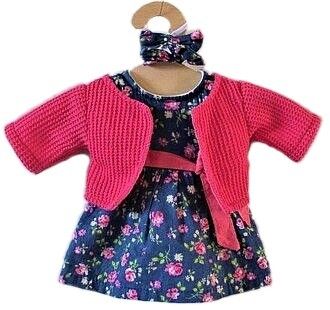 Hopscotch Dolls Clothes - Pink &amp; Blue Floral Dress
