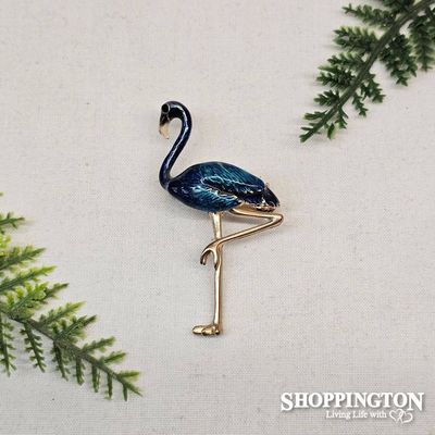 Brooch - Blue Flamingo