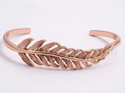 Bracelet - Rose Gold Silver Fern Cuff