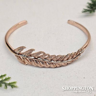 Bracelet - Rose Gold Silver Fern Cuff