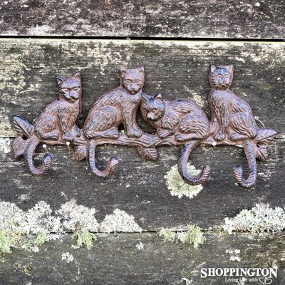 Cast Iron Four Cats Coat Hook