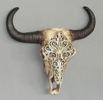 Carved Bulls Skull