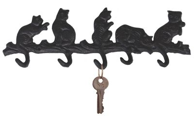 Cast Iron 5 Playing Cats Hook