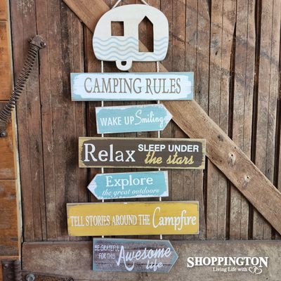 Camping Rules Wooden Novelty Sign
