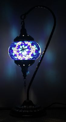 Turkish Mosaic Swan  Lamp -  Blue