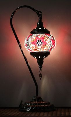 Turkish Mosaic Swan Lamp - Red