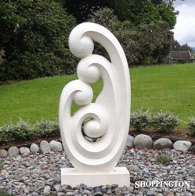 Garden Sculpture - Terrazzo Family Statue / White 140cm