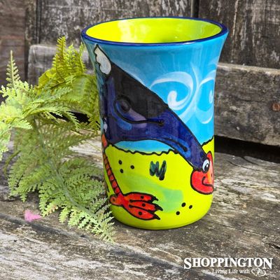 NZ Made Hand Painted - Pukeko Looking Down Mug Lime