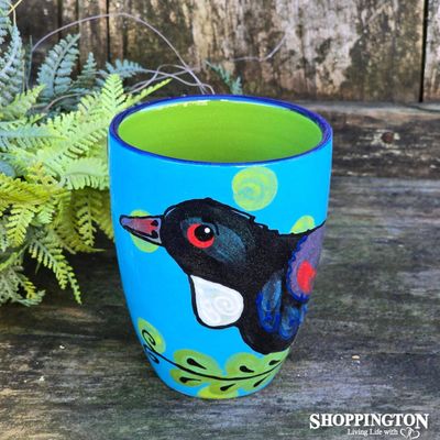 NZ Made Hand Painted - Blue Tui Blokes Mug