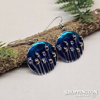 Earrings - Pohutukawa Disc - Blue