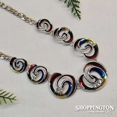 Necklace - Colourful Koru &amp; Diamante