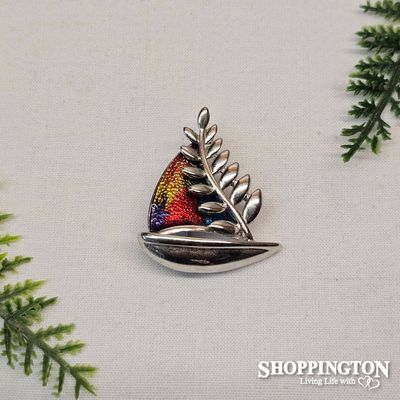 Brooch - Fern &amp; Sailboat