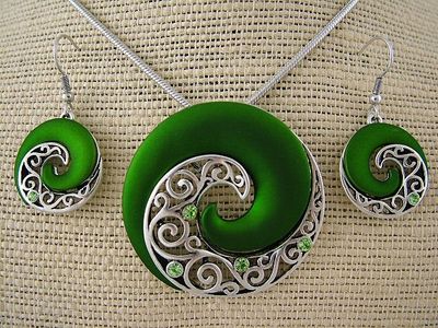 Necklace - Green Koru Set