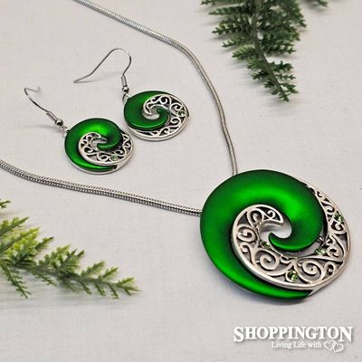 Necklace - Green Koru Set