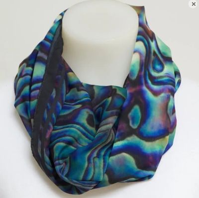 NZ Fashion Scarf - Paua with Black Border