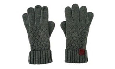 Cable Knit Wool Mix Gloves - Grey
