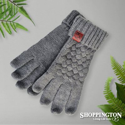 Cable Knit Wool Mix Gloves - Grey