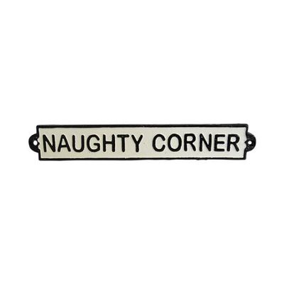 Rustic Naughty Corner Cast Iron Sign