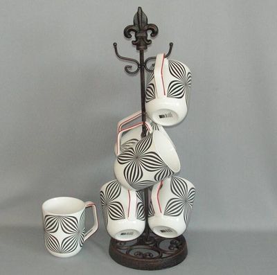Cast Iron Coffee Mug Tree - 6 hanger