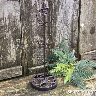 Cast Iron Coffee Mug Tree - 6 hanger