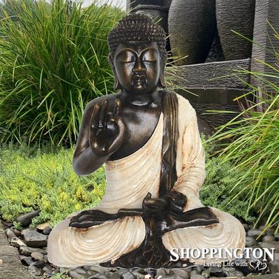 Buddha Sitting Chakra 80cm - Gold &amp; Cream