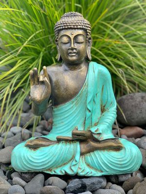 Buddha Sitting Chakra 40cm - Gold &amp; Turquoise
