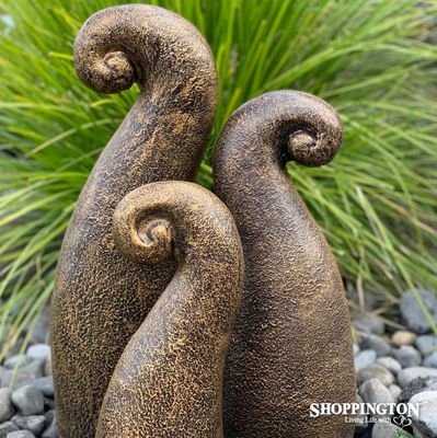 Garden Ornament - Pottery Koru Garden Art - Gold &amp; Black (set of 3)