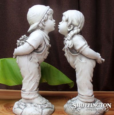 Garden Statue - Kissing Girl &amp; Boy Set (designed to last outdoors)