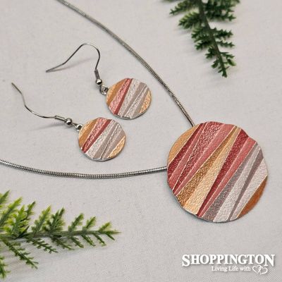 Necklace - Orange Pleated Disc Set