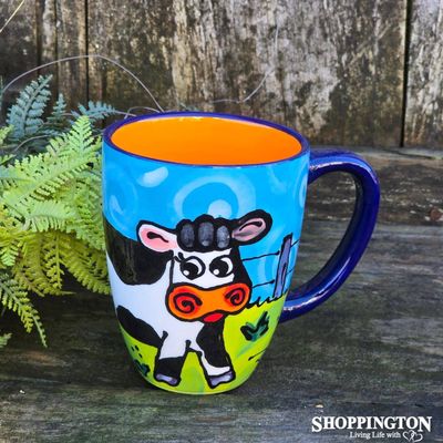 NZ Made Hand Painted - Orange Cow Blokes Mug