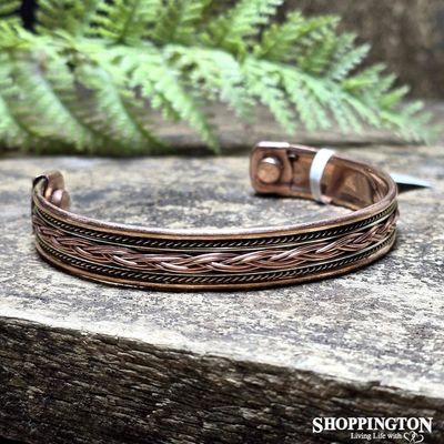 Magnetic Copper Bangle -Centre Plait