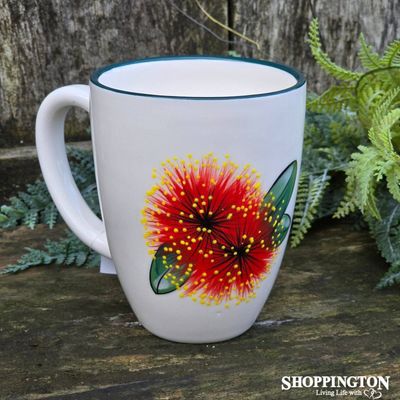 NZ Made Hand Painted - Double Pohutukawa Flower Blokes Mug