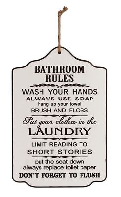 Wooden Novelty Sign - Bathroom Rules