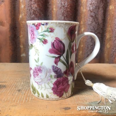 Floral Tasselled Mug with Gift Box
