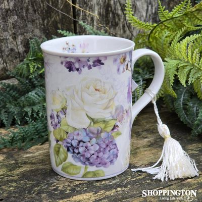 Floral Tasselled Mug with Gift Box