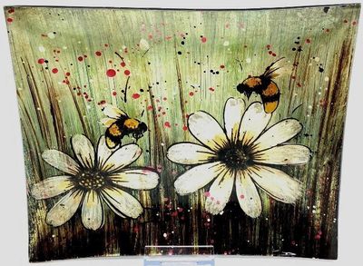 Glass Bumble Bee Plate 26cm x 21cm
