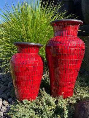 50cm Mosaic Vase with Mosaic inner / Red