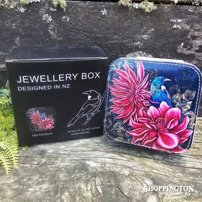 Leather NZ Print Jewellery Box - Tui In Dahlia&#039;s - Anita Madhav