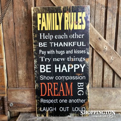 MDF Wooden Sign - Family Rules