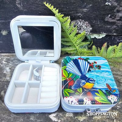 Leather NZ Print Jewellery Box - Ocean Fantail - Irina Velman