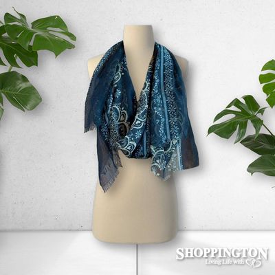 Scarf - Gypsy Frayed - Navy/Cream