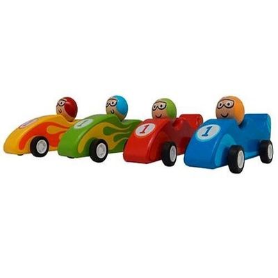 Wooden Pull Back Race Car / Coloured