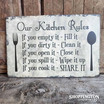 Tin Novelty Sign - Kitchen Rules