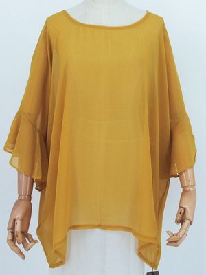Summer Chiffon Top with Bell Sleeves