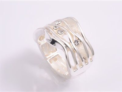 Ring - White &amp; Silver Wave