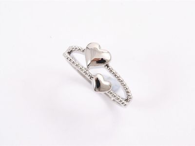 Ring - Silver Double Heart
