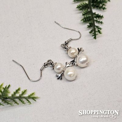 Earrings - Snowman Fresh Water Pearl