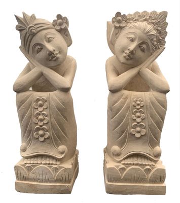 Tranquil Blessings Handcarved Sculptures (sold as pair)